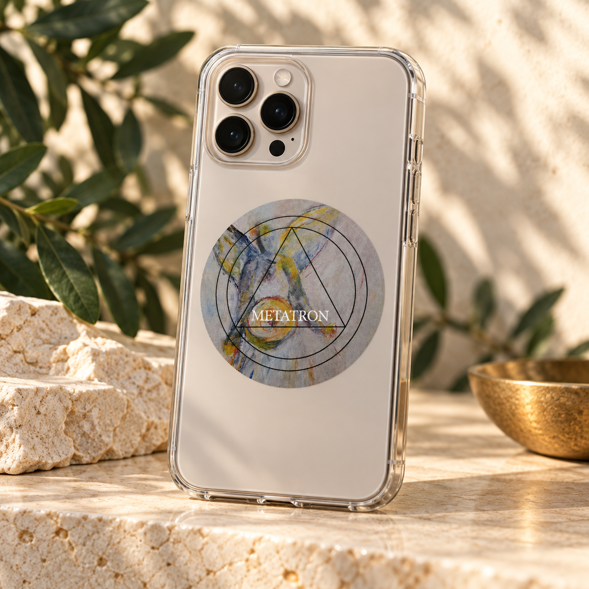 Pastille Métatron sur téléphone — exemple de personnalisation du lot